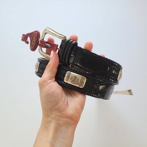 Brighton Black Whipstitch Braided Leather Vintage Western Silver Hardware Belt